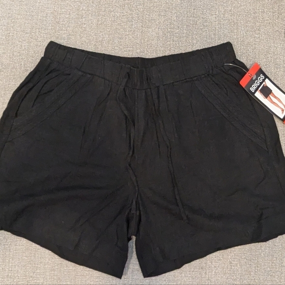 Black Linen Blend Pull-On Shorts Size M – Briggs Women’s NWT - Picture 2 of 5